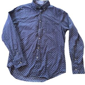 American Eagle Outfitters mens’s M Blue/white Polka Dot button long sleeve shir